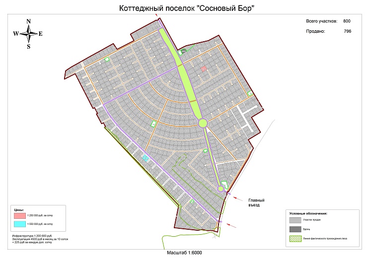 План и цены КП Сосновый бор 1,2